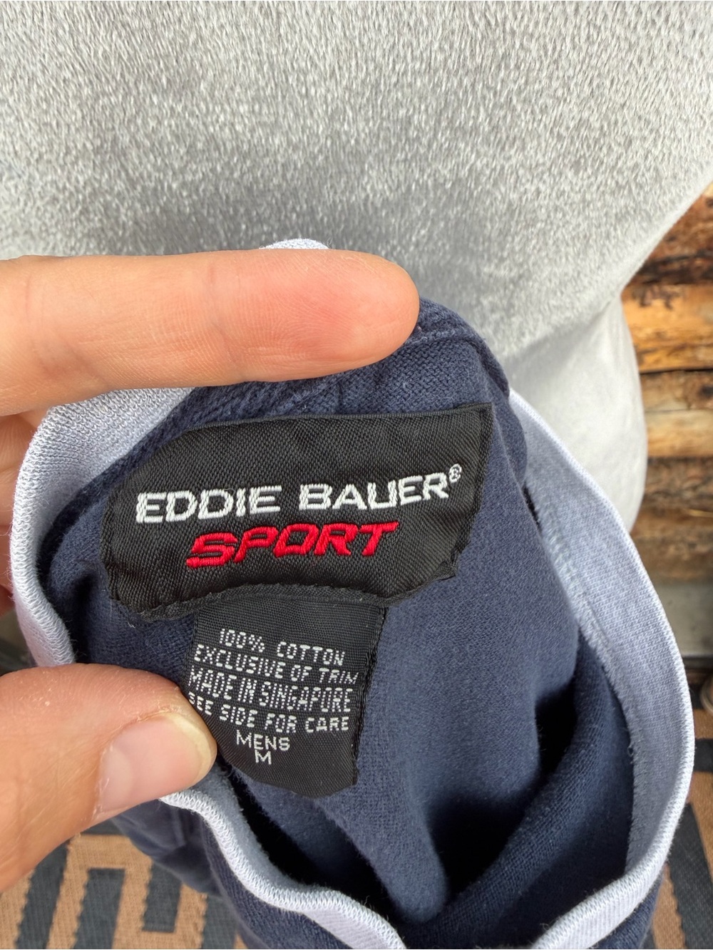 Vtg 90s Eddie Bauer Sport Graphic Sweatshirt Crewneck Gray M Academia Fall - Picture 3 of 7